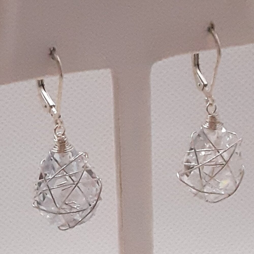 Designer Nina Nyugen -- New sterling silver and wrapped crystal drop earrings - Picture 4 of 10